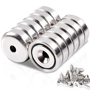 12Pcs Super Strong Neodymium Magnets with Holes, Ring Rare Earth Magnets Heavy Duty,Small Round Base Cup Countersunk Magnets Strong for Kitchen Craft Wood DIY Holding Tools Hanging (16x5 Hole 3.5mm)