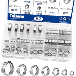 Tnisesm 62 قطعة مشبك خرطوم أذن واحد 1/4-59/64 بوصة حلقات سينش بدون خطوات مجموعة متنوعة لأنابيب المياه والسباكة واستخدام السيارات in Saudi Arabia