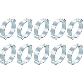 uxcell 10Pcs Double Ear Hose Clamps, Adjustable 3-5mm(0.12"x0.2") Iron Zinc Plated Two-Ear Hose Clamp, O Clip Hose Clamps Fuel Line Clamps Hose Clamp, Double Ear O Clips