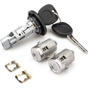 707835 Ignition Switch Lock Cylinder with Door Lock Cylinder 706592 and Key 598007, Compatible with Chevrolet Silverado Suburban GMC Sierra Yukon Cadillac Escalade 2003-2006