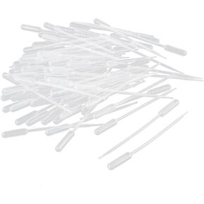 uxcell 100 Pcs Plastic Disposable Pipettes 0.5ml, Clear Transfer Pasteur Pipettes, 113mm Length, Liquid Dropper for Ear Eye Essential Oils Alcohol Paint Makeup Lab