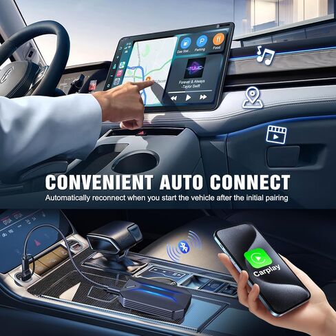 محول Carplay اللاسلكي محول Apple Carplay اللاسلكي تحويل السلكية إلى التوصيل والتشغيل اللاسلكي الاتصال التلقائي سريع وسهل الاستخدام مناسب لسيارات Carplay السلكية في المصنع وiPhone iOS 10+ in Kuwait