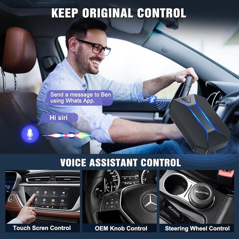 محول Carplay اللاسلكي محول Apple Carplay اللاسلكي تحويل السلكية إلى التوصيل والتشغيل اللاسلكي الاتصال التلقائي سريع وسهل الاستخدام مناسب لسيارات Carplay السلكية في المصنع وiPhone iOS 10+ in Kuwait