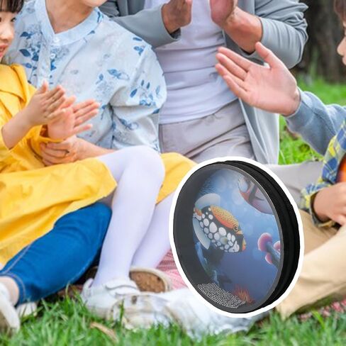 10 بوصة متعدد الألوان أداة خشبية طبل المحيط موجة حبة طبلة ذات يد آلة موسيقية قرع مع صندوق in Saudi Arabia