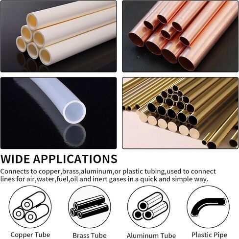 MuHize 5/8 بوصة OD حلقات أكمام ضاغطة - 50 حزمة من الحلقات النحاسية ذات الأكمام المضغوطة مجموعة متنوعة لأنابيب الهواء وزيت الماء in Kuwait