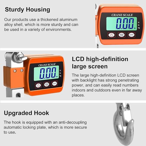 ميزان معلق رقمي 1100 رطل/500 كجم مقياس رافعة رقمي مقياس رافعة صناعي عالي التحمل للأمتعة والمزرعة والغزلان والماشية والمصنع والبناء والصيد معتمد من CE in Kuwait