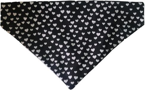 Black and White Valentine's Hearts Over the Collar Dog Bandana That Slips onto Their Existing Collar Size (Small) in Saudi Arabia