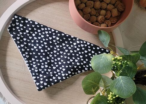 Black and White Valentine's Hearts Over the Collar Dog Bandana That Slips onto Their Existing Collar Size (Small) in Saudi Arabia