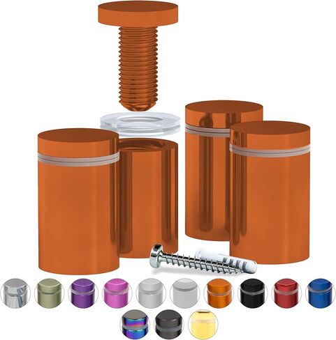 4 قطع من براغي الفولاذ المقاوم للصدأ (أسود) - براغي مقاس ½ بوصة × 1 بوصة للافتات الأكريليك والخشب والزجاج - حامل لافتات على الحائط للإطارات والإعلانات وشاشات العرض in Kuwait