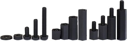 LitOrange 320PCS M3 Male Female Nylon Hex Spacer Standoff Screw Nut Threaded Pillar PCB Motherboard Assorted Assortment Kit (Black) in Saudi Arabia