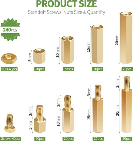 LitOrange 320PCS M3 Male Female Nylon Hex Spacer Standoff Screw Nut Threaded Pillar PCB Motherboard Assorted Assortment Kit (Black) in Saudi Arabia