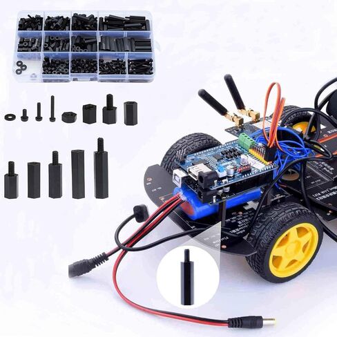 LitOrange 320 قطعة M3 ذكر أنثى نايلون سداسي فاصل صامولة برغي ملولبة عمود PCB مجموعة متنوعة من اللوحة الأم (أسود) in Saudi Arabia