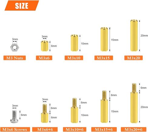 420 Pieces M2 M2.5 M3 Male Female Hex Brass Spacers Standoffs Screws Nuts Assortment Kit with a Tweezers in Kuwait