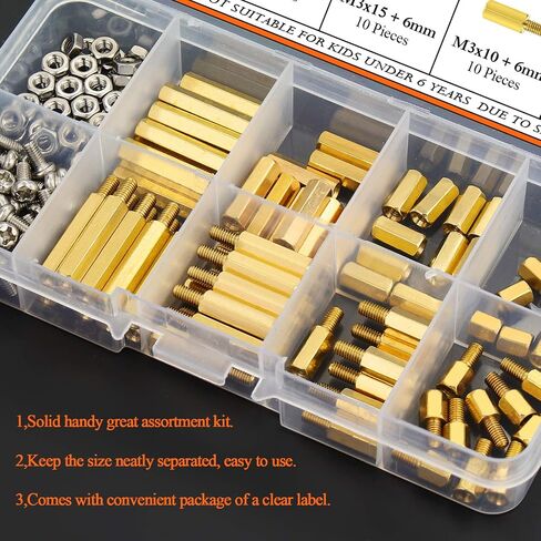 420 Pieces M2 M2.5 M3 Male Female Hex Brass Spacers Standoffs Screws Nuts Assortment Kit with a Tweezers in Kuwait