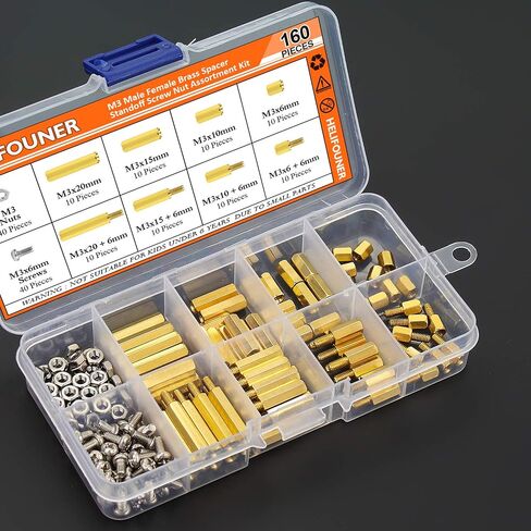 420 Pieces M2 M2.5 M3 Male Female Hex Brass Spacers Standoffs Screws Nuts Assortment Kit with a Tweezers in Kuwait