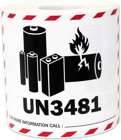300 UN3481 Label Stickers, 3 x 4 Inch Lithium Ion Battery Labels Shipping Handling Instruction labels Caution Warning Hazardous Materials Label Sticker - 1 Roll of 300 Battery Warning Labels in Saudi Arabia