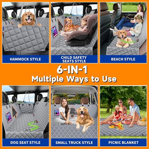 MDQ Dog Car Seat Cover for Pets 100% Waterproof Dog Car Hammock, Scratch Proof, Nonslip, 600D Heavy Duty Backseat Pet Seat Covers for Cars Trucks and SUVs in Saudi Arabia