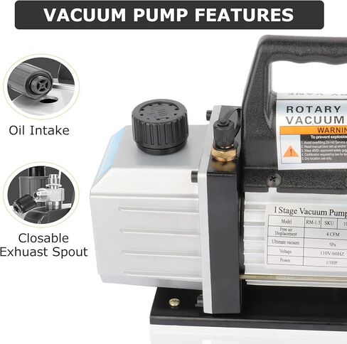 110 فولت 4 CFM 1/3HP مضخة تفريغ دوارة دوارة لإصلاح السيارات A/C HVAC R410a R134 مع زجاجة زيت in Kuwait