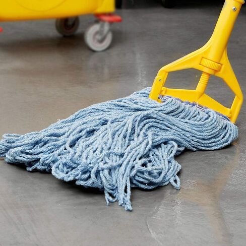 Rubbermaid Commercial Products Universal Headband Blend Mop, Blue, Looped Ends to Reduce Fraying, Heavy Duty Industrial Wet Mop For Floor Cleaning Office/School/Stadium/Lobby/Restaurant in Kuwait