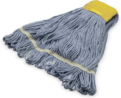 SPARTA 369513B14 FLO-PAC Cotton Mop Head, Loop-Ended, 5 Inch Color-Coded Yellow Headhand for Organized Cleaning, Small - 30 Inches Long, Blue with Yellow Band in Kuwait