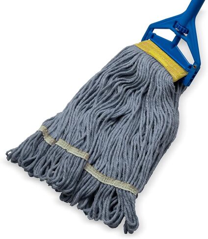 SPARTA 369513B14 FLO-PAC Cotton Mop Head, Loop-Ended, 5 Inch Color-Coded Yellow Headhand for Organized Cleaning, Small - 30 Inches Long, Blue with Yellow Band in Kuwait