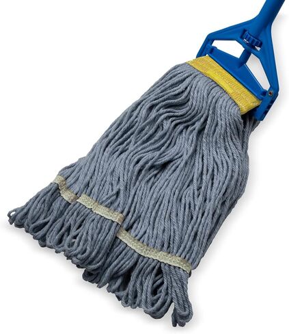 SPARTA 369513B14 FLO-PAC Cotton Mop Head, Loop-Ended, 5 Inch Color-Coded Yellow Headhand for Organized Cleaning, Small - 30 Inches Long, Blue with Yellow Band in Kuwait