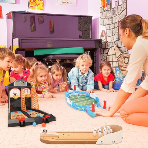 3 Sets Desktop Arcade Basketball Table Top Game Mini Bowling Game Tabletop Mini Football Soccer Pinball for Indoor Game Room Desk Games for Office for Adults, for Little Ones in Saudi Arabia