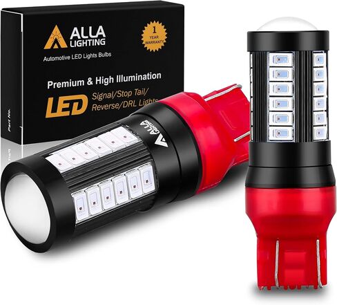 Alla Lighting T20 Base 7440 7443 Strobe LED مصابيح الفرامل، مصابيح إيقاف وامضة حمراء 7441 7443LL 7440LL W21W 992 2800 Lumens Xtreme Super Bright 12V 5730 33-SMD استبدال in Saudi Arabia