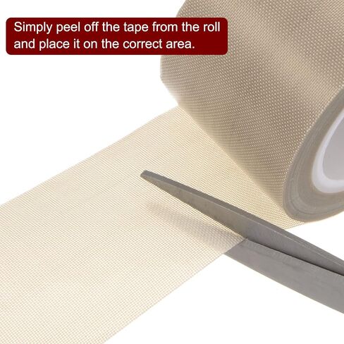 Fabric PTFE Tape Roll, 1" x 33 ft High Temperature PTFE Adhesive Tape 0.13mm Thickness for Vacuum Sealer Machine Hand Impulse Sealers, Light Brown in Saudi Arabia