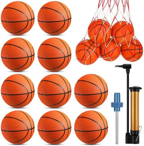 Hungdao 10 Pcs 29.5 Inch Rubber Basketballs Official Size 7 Basketball Training Basket Ball Street Outdoor Bulk Basketball Sport Basketball with Pump Needle Bag for Youth Adult Basketball Games Match in Saudi Arabia