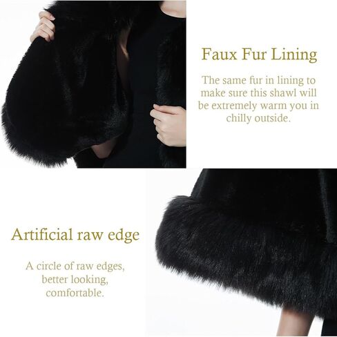 BEAUTELICATE Women's Faux Fur Shawl Wrap Stoles for Bridal Wedding Dresses in Saudi Arabia