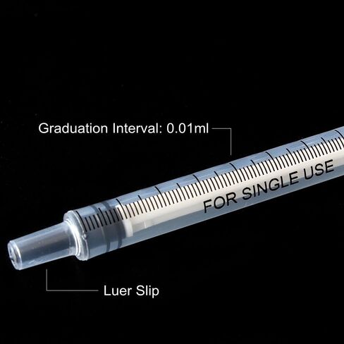 BSTEAN 1ml 1cc Syringe with Luer Slip Tip, No Needle, Non-Sterile (Pack of 50) in Kuwait