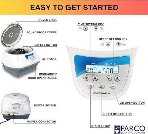 جهاز طرد مركزي رقمي منضدي من باركو ساينتيفيك PA-TC-SPINPLUS-6 | 400-5000 دورة في الدقيقة (بحد أقصى 3074xجم) | شاشة LCD | السعة: 6 × 15 مل in Kuwait
