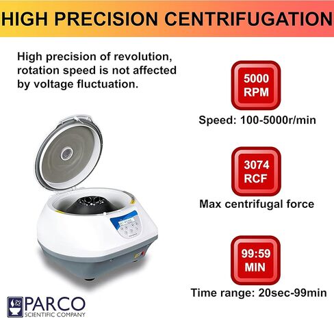 جهاز طرد مركزي رقمي منضدي من باركو ساينتيفيك PA-TC-SPINPLUS-6 | 400-5000 دورة في الدقيقة (بحد أقصى 3074xجم) | شاشة LCD | السعة: 6 × 15 مل in Kuwait