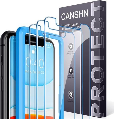 CANSHN 3 Pack Screen Protector for iPhone 11/ XR with Easy Installation Frame - Case Friendly - HD Clear Film for iPhone 11/ XR 6.1 Inch in Kuwait