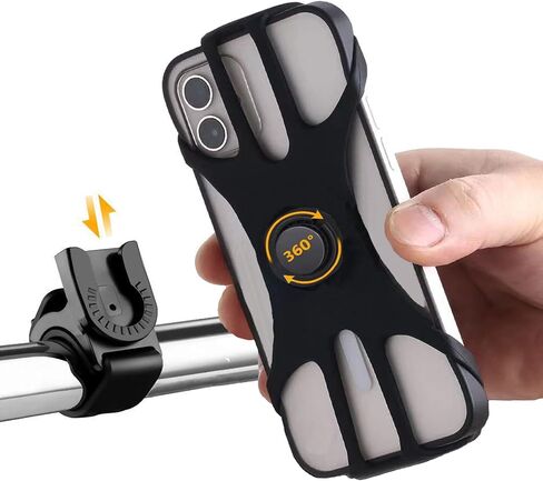 Bike Phone Holder, Universal Phone Mount for Bike, Motorcycle, Scooter and Stroller, 360° Rotation Adjustable, Detachable Silicone Bicycle Phone Mount Compatible for 4.5-7.0 inch Smartphones in Saudi Arabia