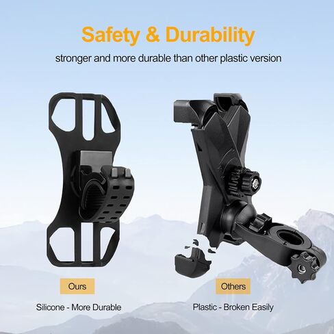 Bike Phone Holder, Universal Phone Mount for Bike, Motorcycle, Scooter and Stroller, 360° Rotation Adjustable, Detachable Silicone Bicycle Phone Mount Compatible for 4.5-7.0 inch Smartphones in Saudi Arabia