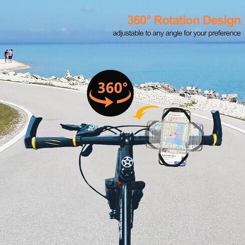 Bike Phone Holder, Universal Phone Mount for Bike, Motorcycle, Scooter and Stroller, 360° Rotation Adjustable, Detachable Silicone Bicycle Phone Mount Compatible for 4.5-7.0 inch Smartphones in Saudi Arabia