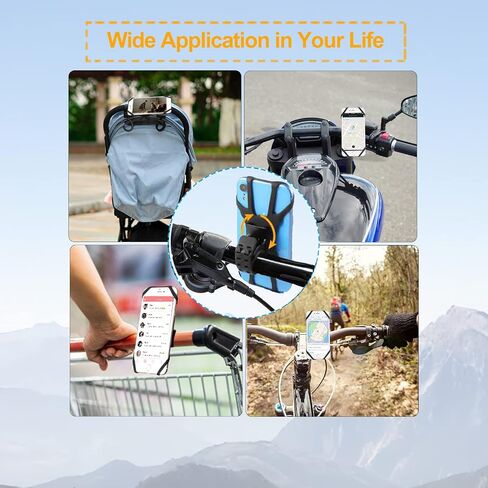 Bike Phone Holder, Universal Phone Mount for Bike, Motorcycle, Scooter and Stroller, 360° Rotation Adjustable, Detachable Silicone Bicycle Phone Mount Compatible for 4.5-7.0 inch Smartphones in Saudi Arabia