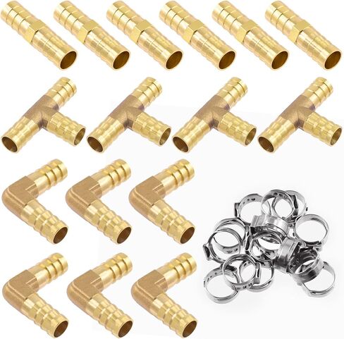 32Pcs 1/2 Inch PEX Fittings with Stainless Steel Cinch Crimp Rings Clamps, 4 Tee 6 Elbow 6 Coupling 16 PEX Cinch Clamps for PEX Pipe Plumbing Projects in Saudi Arabia