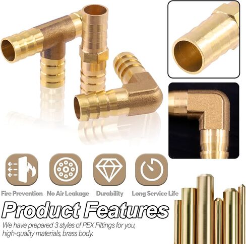 32Pcs 1/2 Inch PEX Fittings with Stainless Steel Cinch Crimp Rings Clamps, 4 Tee 6 Elbow 6 Coupling 16 PEX Cinch Clamps for PEX Pipe Plumbing Projects in Saudi Arabia