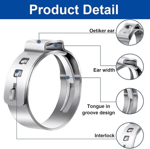 Tnisesm 62Pcs Single Ear Hose Clamp 1/4-59/64 Inch Stepless Cinch Rings Crimp Assortment Kits for Water Pipe, Plumbing and Automotive Use in Saudi Arabia