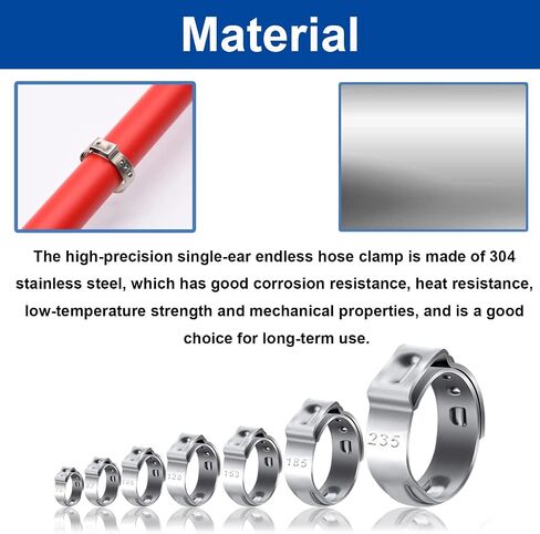 Tnisesm 62Pcs Single Ear Hose Clamp 1/4-59/64 Inch Stepless Cinch Rings Crimp Assortment Kits for Water Pipe, Plumbing and Automotive Use in Saudi Arabia