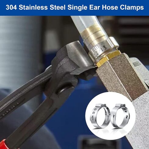 Tnisesm 62Pcs Single Ear Hose Clamp 1/4-59/64 Inch Stepless Cinch Rings Crimp Assortment Kits for Water Pipe, Plumbing and Automotive Use in Saudi Arabia