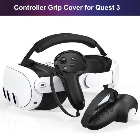 غطاء مقابض وحدة التحكم ALLC لملحقات Meta Quest 3، 2 عبوة من غطاء مقبض وحدة التحكم من السيليكون القابل للتعديل، VR Quest 3 ملحقات وحدات التحكم باللمس، أغطية حماية، هدايا للرجال والأب in Kuwait