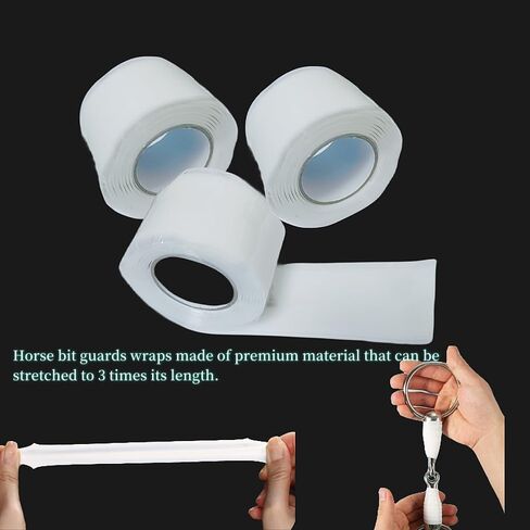 3 Rolls Horse Bit Wrap Tape Bit Protector Bit Guard Tape for Horses Bit Care Wrap for Equines Equestrian Bit Tape Bit Shielding Tape Equine Bit Wrap（White in Kuwait