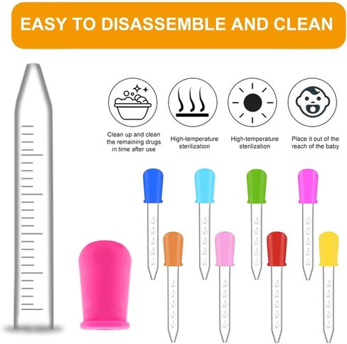 قطارات سائلة، 8 قطع 5 مل قطارات سائلة مع فرشاة تنظيف قطارة سائلة من السيليكون دقيقة للأطفال (الحجم: 8 قطع) in Kuwait