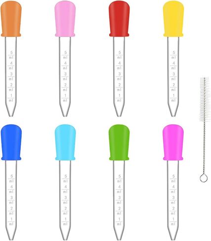 Liquid Droppers, 8pcs 5ml Liquid Droppers with Cleaning Brush Liquid Dropper Silicone Accurate for Kids (Size:8pcs) in Saudi Arabia