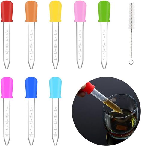 Liquid Droppers, 8pcs 5ml Liquid Droppers with Cleaning Brush Liquid Dropper Silicone Accurate for Kids (Size:8pcs) in Saudi Arabia