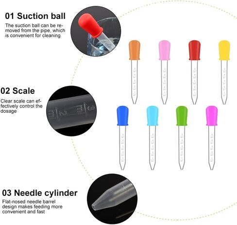 Liquid Droppers, 8pcs 5ml Liquid Droppers with Cleaning Brush Liquid Dropper Silicone Accurate for Kids (Size:8pcs) in Saudi Arabia